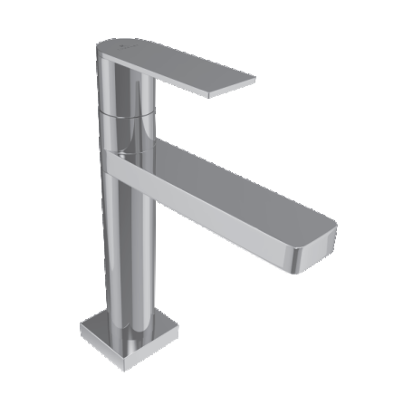 SINGLE LEVER TABLE MOUNTED SHORT BASIN MIXER W/FLANGE & BRAIDED PIPES - LUXELET -  ( CHROME - FANGO - 0x15 mm - 0inchX0.5inch )