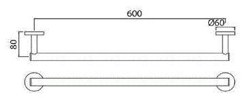 SINGLE TOWEL RAIL 600MM LONG - JAQUAR FAUCETS -  ( GOLD MATT PVD - CONTINENTAL ACC. - 0x600 mm - 0inchX24inch )