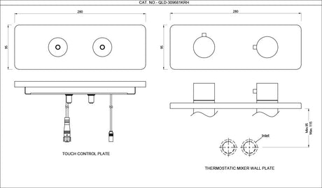 EXPOSED PART KIT OF QLOUD TOUCH SHOWER SYSTEM WITH 2OUTLET - JAQUAR FAUCETS - ( CHROME - QLOUD - 0x32 mm - 0inchX1.28inch )