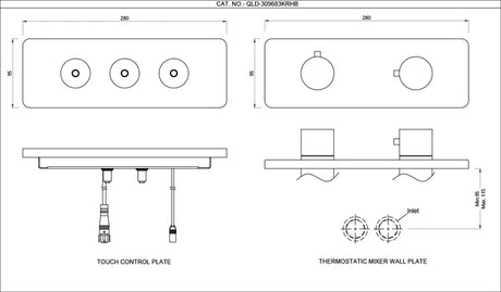 EXPOSED PART KIT OF QLOUD TOUCH SHOWER SYSTEM WITH 3OUTLETS - JAQUAR FAUCETS - ( GOLD MATT PVD - QLOUD - 0x32 mm - 0inchX1.28inch )