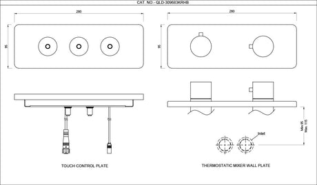 EXPOSED PART KIT OF QLOUD TOUCH SHOWER SYSTEM WITH 3OUTLETS - JAQUAR FAUCETS - ( BLACK MATT - QLOUD - 0x32 mm - 0inchX1.28inch )