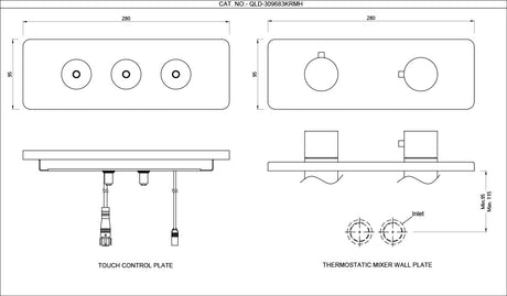 EXPOSED PART KIT OF QLOUD TOUCH SHOWER SYSTEM WITH 3OUTLETS - JAQUAR FAUCETS - ( CHROME - QLOUD - 0x32 mm - 0inchX1.28inch )