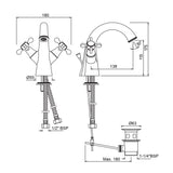 CENTRAL HOLE BASIN MIXER WITH POPUP WASTE SYSTEM - JAQUAR FAUCETS -  ( ANTIQUE BRONZE - QUEENS PRIME - 0x15 mm - 0inchX0.5inch )