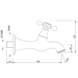 BIB COCK WITH WALL FLANGE - JAQUAR FAUCETS - (BLACK CHROME - QUEENS PRIME - 0x15 mm - 0inchX0.5inch)