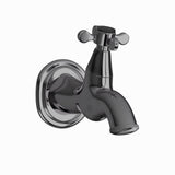 BIB COCK WITH WALL FLANGE - JAQUAR FAUCETS - (BLACK CHROME - QUEENS PRIME - 0x15 mm - 0inchX0.5inch)