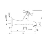 2 WAY BIB COCK W/WALL FLANGE - JAQUAR FAUCETS -  ( CHROME - QUEENS PRIME - 0x20 mm - 0inchX0.75inch )