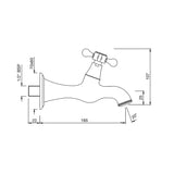 BIB COCK W/WALL FLANGE - JAQUAR FAUCETS -  ( CHROME - QUEENS PRIME - 0x15 mm - 0inchX0.5inch )