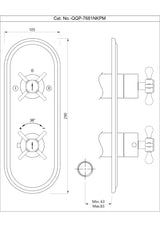 AQUAMAX EXPOSED PART KIT OF THERMOSTATIC SHOWER MIXER WITH 2-WAY DIVERTER WITH SLEEVE (COMPATIBLE WITH ALD-681N) - JAQUAR FAUCETS -  ( ANTIQUE BRONZE - QUEENS PRIME - 0x15 mm - 0inchX0.5inch )