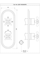 AQUAMAX EXPOSED PART KIT OF THERMOSTATIC SHOWER MIXER WITH 3-WAY DIVERTER & SLEEVE (COMPATIBLE WITH ALD-683N) - JAQUAR FAUCETS -  ( ANTIQUE BRONZE - ARC - 0x20 mm - 0inchX0.75inch )