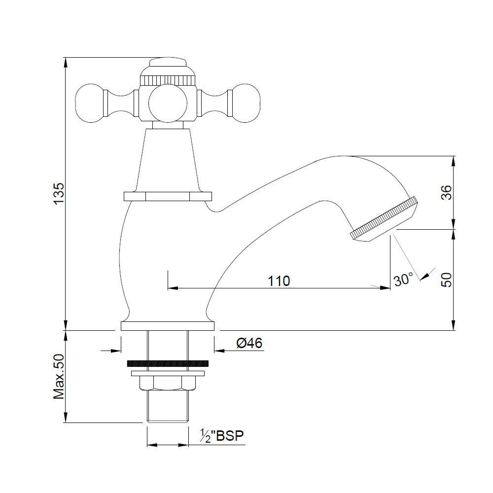 PILLAR COCK - JAQUAR FAUCETS -  ( CHROME - QUEENS - 0x15 mm - 0inchX0.5inch )