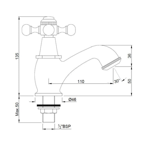 PILLAR COCK - JAQUAR FAUCETS -  ( CHROME - QUEENS - 0x15 mm - 0inchX0.5inch )