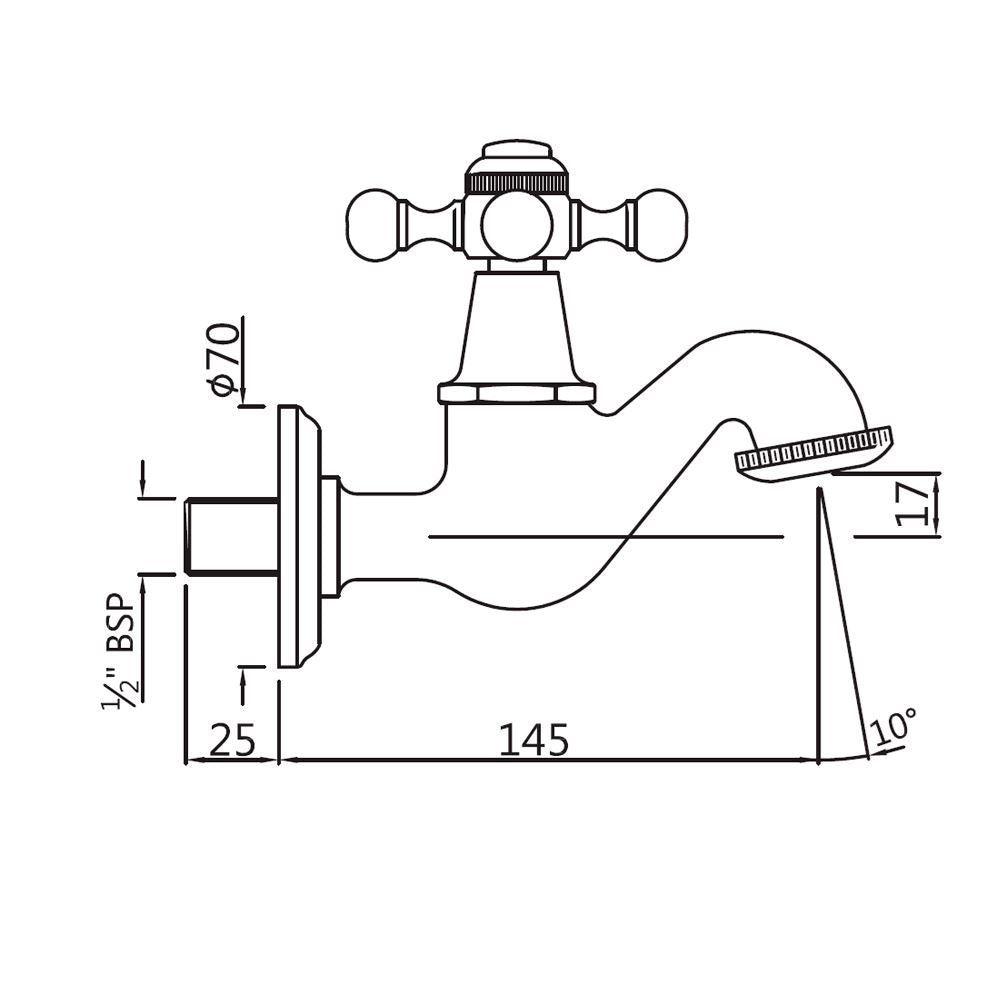 BIB TAP WITH WALL FLANGE - JAQUAR FAUCETS -  ( CHROME - QUEENS - 0x15 mm - 0inchX0.5inch )
