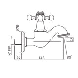 BIB TAP WITH WALL FLANGE - JAQUAR FAUCETS -  ( CHROME - QUEENS - 0x15 mm - 0inchX0.5inch )
