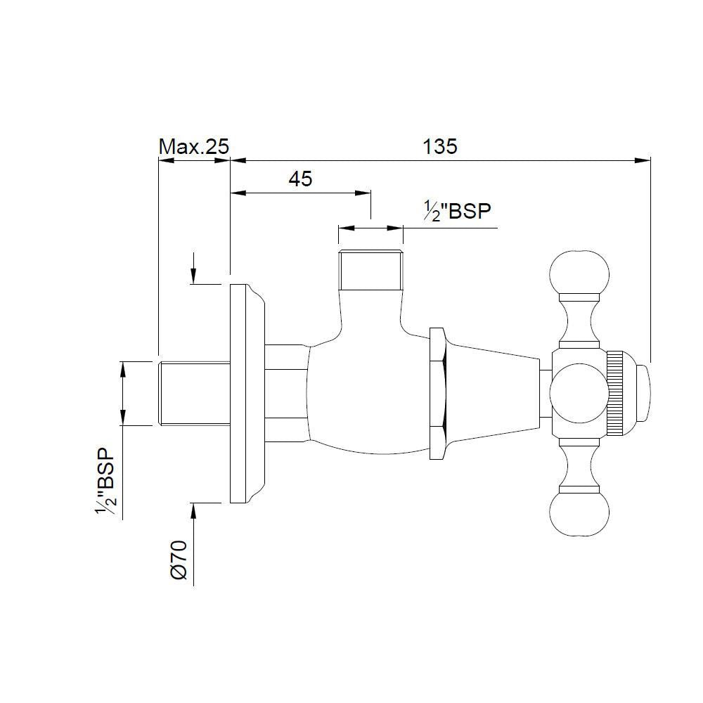 ANGULAR STOP COCK WITH FLANGE - JAQUAR FAUCETS -  ( ANTIQUE COPPER - QUEENS - 0x15 mm - 0inchX0.5inch )
