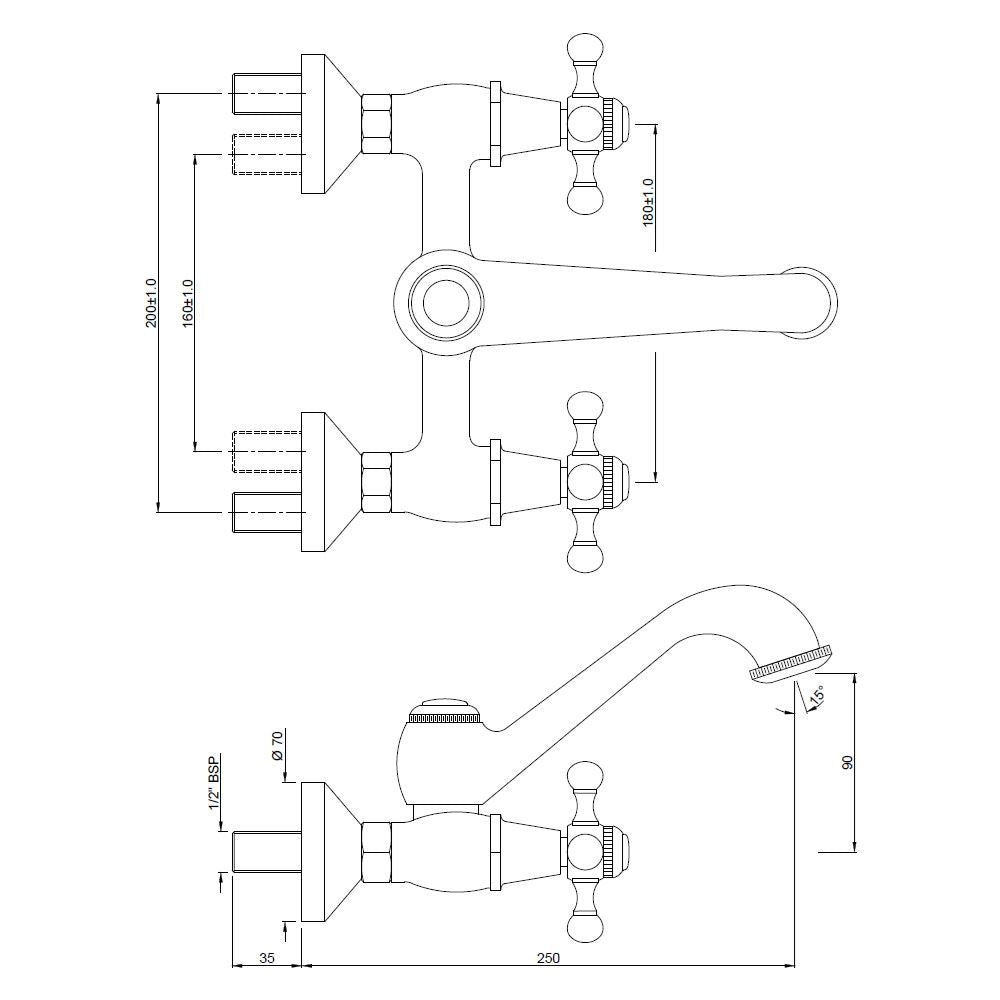 SINK MIXER W/M WITH FLANGE - JAQUAR FAUCETS -  ( CHROME - QUEENS - 0x15 mm - 0inchX0.5inch )