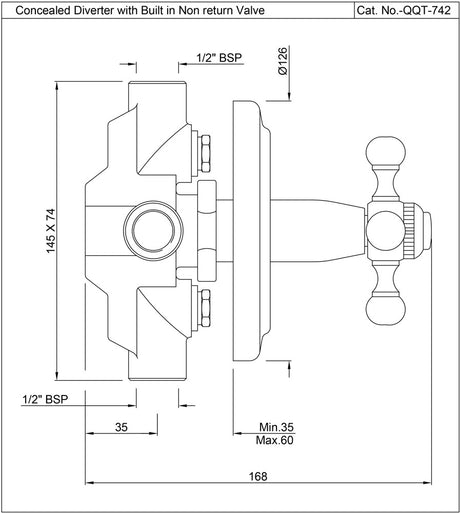 4 WAY DIVERTER FOR CONCEALED FITTING - JAQUAR FAUCETS -  ( CHROME - QUEENS - 0x0 mm - 0inchx0inch )