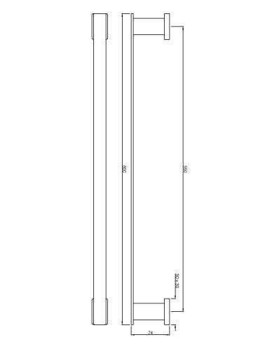 SINGLE TOWEL RAIL - ARTIZE FAUCET -  ( CHROME - QUADRA - 0x600 mm - 0inchX24inch )