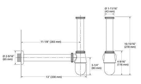 COMPLEMENTARY-BOTTLE TRAP W/O DRAIN PIPE - KOHLER POPULAR -  ( ROSE GOLD - POPULAR - 0x300 mm - 0inchX12inch )