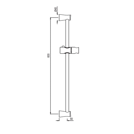 SLIDING RAIL DIA 19MM & 600MM LONG ROUND SH - ESSCO FAUCET -  ( CHROME - SHOWER ACC. - 0x600 mm - 0inchX24inch )