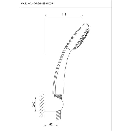 HAND SHWR PACK S.FLOW W/TUBE& HOOK - ESSCO FAUCET -  ( CHROME - RANGE - 15x70 mm - 0.5inchX2.5inch )