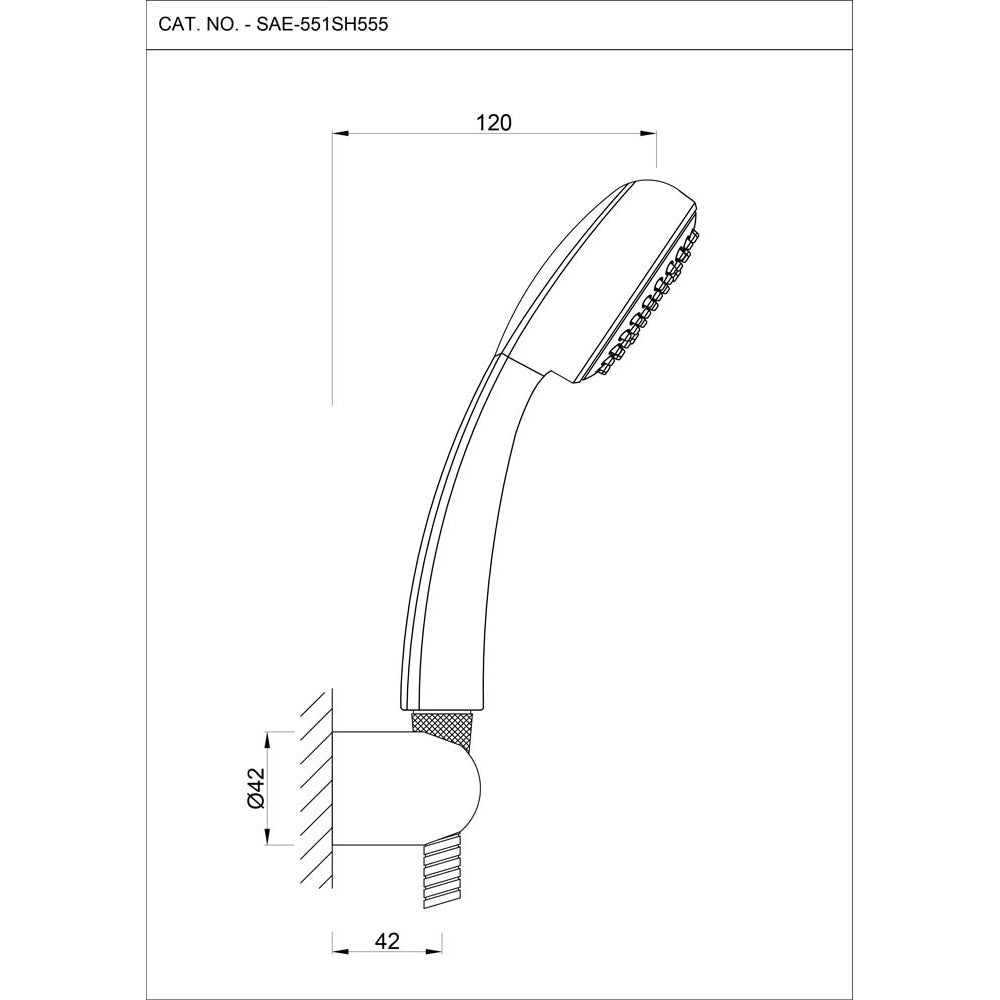 ROUND S.FLOW W/O TUBE & HOOK - ESSCO FAUCET -  ( CHROME - HAND SHOWER - 15x70 mm - 0.5inchX3inch )