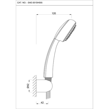 ROUND S.FLOW W/O TUBE & HOOK - ESSCO FAUCET -  ( CHROME - HAND SHOWER - 15x70 mm - 0.5inchX3inch )