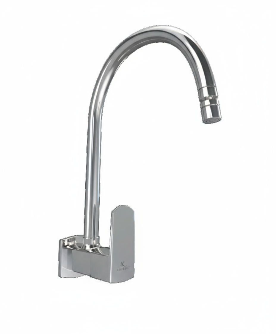 SINK COCK WALL MOUNTED W/FLANGE & ADJ SWIVEL SPOUT - LUXELET -  ( CHROME - QUADRA - 0x15 mm - 0inchX0.5inch )