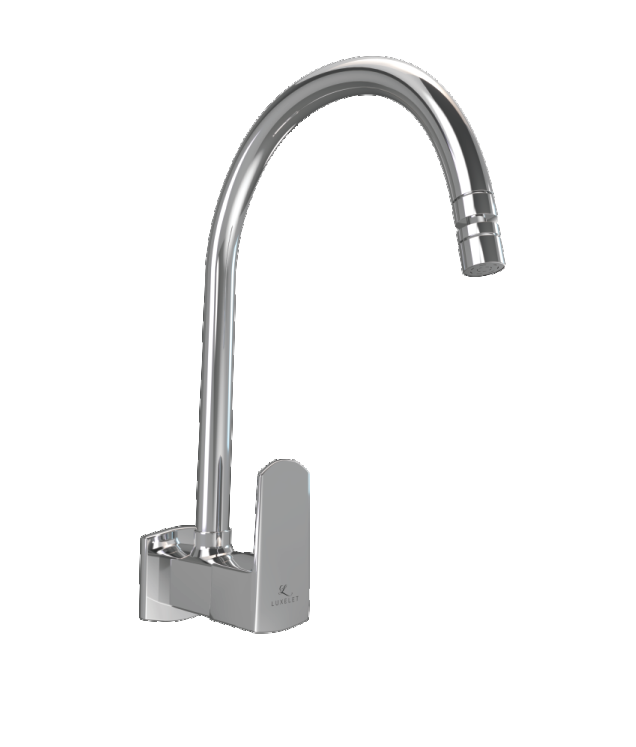 SINK COCK WALL MOUNTED W/FLANGE & ADJ SWIVEL SPOUT - LUXELET -  ( CHROME - QUADRA - 0x15 mm - 0inchX0.5inch )