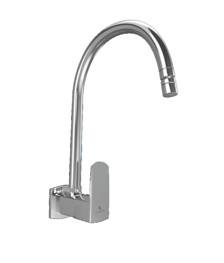 SINK COCK WALL MOUNTED W/FLANGE & ADJ SWIVEL SPOUT - LUXELET -  ( CHROME - QUADRA - 0x15 mm - 0inchX0.5inch )