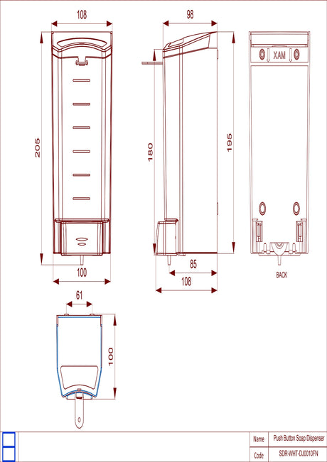 SOAP DISPENSER MANUAL 1100ML  - JAQUAR FAUCETS -  ( WHITE - WASHROOM ACC - 0x0 mm - 0inchx0inch )
