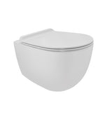 WALL HUNG RIMLESS WC W/S.COVER & ACC.( BOLT DISTANCE 7INCH)- ARTIZE SWARE -  ( WHITE MATT - SIGNAC - 375x560 mm - 15inchX22.4inch )