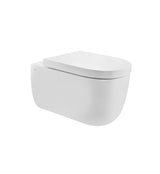 RIMLESS WALL HUNG WC WITH UF SOFT CLOSE SEAT COVER, HINGES, ACCESSORIES SET - ARTIZE SWARE -  ( WHITE - SIGNAC - 530x360 mm - 21.2inchX14.4inch )