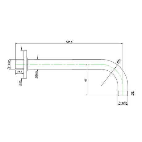 SHOWER ARM 20MM DIA & 300MM LONG ROUND SHAPE WITH FLANGE - JAQUAR FAUCETS - ( BLUSH GOLD PVD - SHOWER ACC. - 300x20 mm - 12inchX0.8inch )