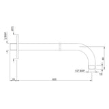 ROUND SHOWER ARM WITH FLANGE - JAQUAR FAUCETS - ( GOLD BRIGHT PVD - SHOWER ACC. - 600x20 mm - 24inchX0.8inch )