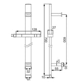 SLIDING RAIL FLAT WITH H.SHWR HOLDER - JAQUAR FAUCETS - ( ANTIQUE BRONZE - SHOWER ACC. - 0x700 mm - 0inchX27inch )