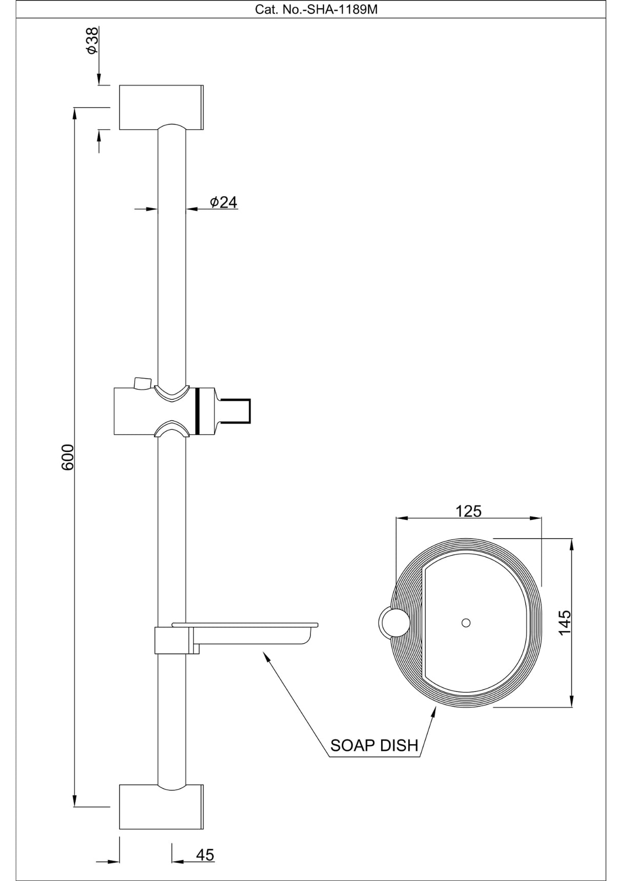 SLIDING RAIL WITH SOAP DISH - JAQUAR FAUCETS - ( CHROME - SHOWER ACC. - 0x0 mm - 0inchX0inch )