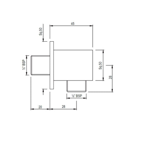 WALL OUTLET SQUARE - JAQUAR FAUCETS -  ( BLACK MATT - SHOWER ACC. - 0x15 mm - 0inchX0.5inch )