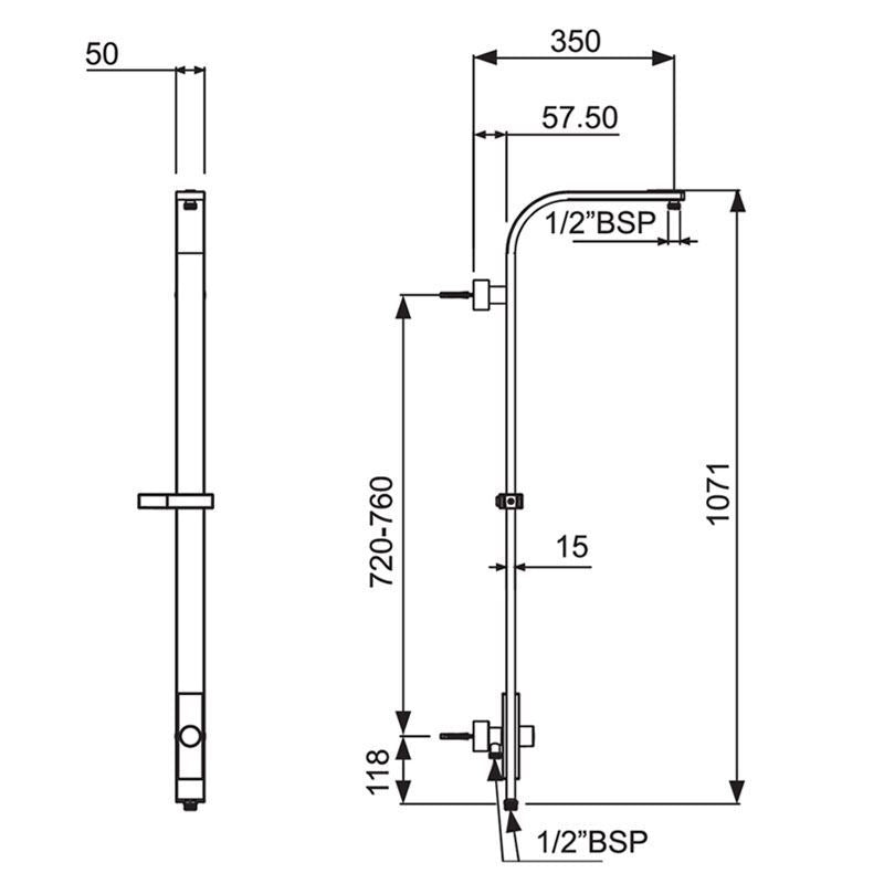 SHWR PIPE FOR CONN TO EXP SHWR MXR FLAT - JAQUAR FAUCETS -  ( CHROME - SHOWER ACC. - 0x15 mm - 0inchX0.5inch )