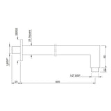SHOWER ARM SQUARE W/FLANGE - JAQUAR FAUCETS -  ( BCH - SHOWER ACC. - 15x600 mm - 0.5inchX24inch )