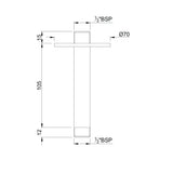 SHOWER ARM 100M CEILING MOUNTED W/FLANGE - JAQUAR FAUCETS -  ( CHROME - SHOWER ACC. - 15x100 mm - 0.5inchX4inch )