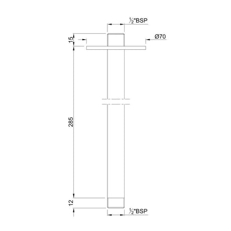 ROUND CEILING SHOWER ARM - JAQUAR FAUCETS - ( BLACK MATT - SHOWER ACC. - 280x20 mm - 0.8inchX0inch )