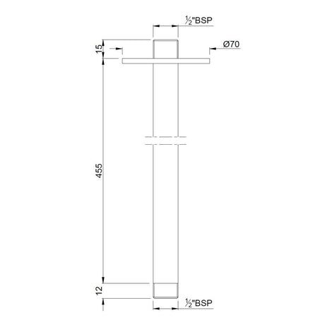 SHOWER ARM 450M CEILING MOUNTED W/FLANGE - JAQUAR FAUCETS -  ( BLACK MATT - SHOWER ACC. - 450x15 mm - 18inchX0.5inch )