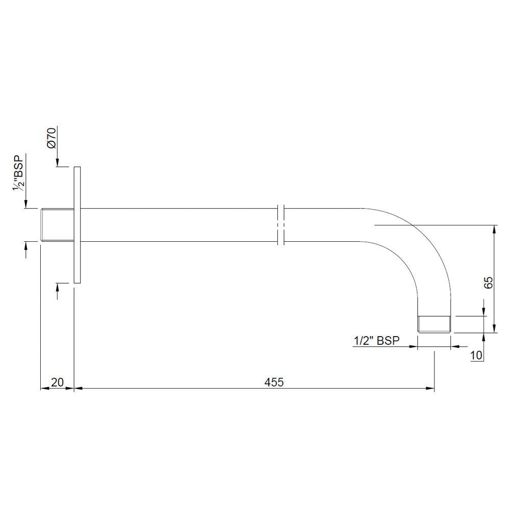 SHOWER ARM 450MM WITH FLANGE - JAQUAR FAUCETS -  ( CHROME - SHOWER ACC. - 0x15 mm - 0inchX0.5inch )