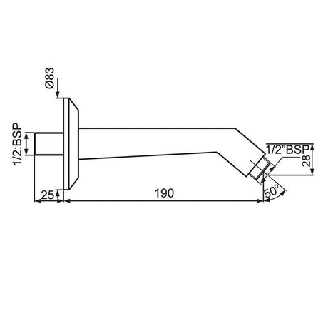 SHOWER ARM CASTED 190MM LONG FLATE SHAPE - JAQUAR FAUCETS -  ( ANTIQUE COPPER - SHOWER ACC. - 0x15 mm - 0inchX0.5inch )