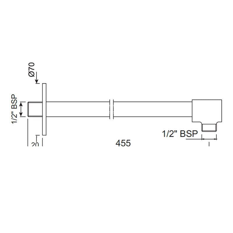 SHOWER ARM 450MM WITH FLANGE - JAQUAR FAUCETS - ( STAINLESS STEEL - SHOWER ACC. - 0x0 mm - 0inchX0inch )