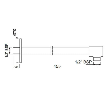 SHOWER ARM 450MM WITH FLANGE - JAQUAR FAUCETS -  ( CHROME - SHOWER ACC. - 15x450 mm - 0.5inchX18inch )