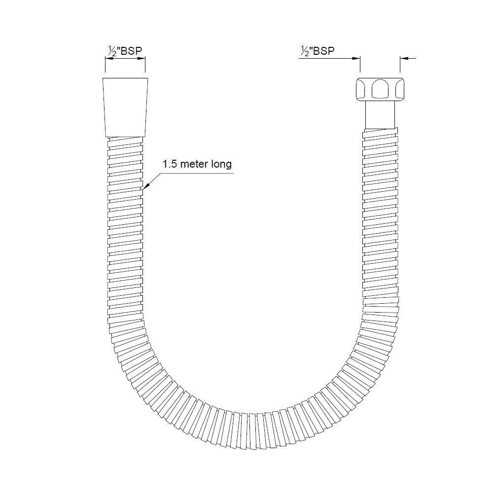 FLEXIBLE TUBE 1.5 MTR. - JAQUAR FAUCETS -  ( CHROME - SHOWER ACC. - 0x15 mm - 0inchX0.5inch )