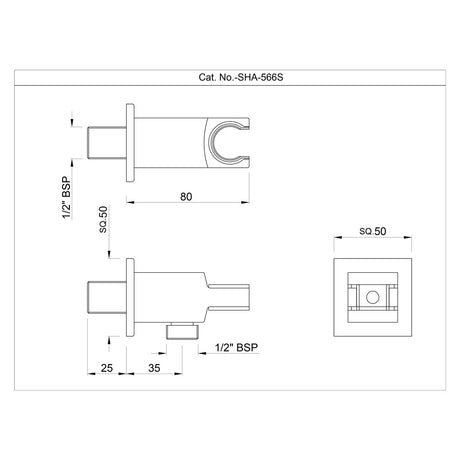 WALL OUTLET WITH SHOWER HOOK IN SQUARE - JAQUAR FAUCETS -  ( GRF - SHOWER ACC. - 0x15 mm - 0inchX0.5inch )
