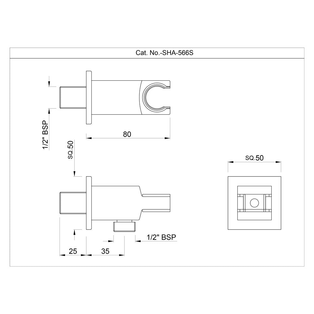 WALL OUTLET WITH SHOWER HOOK SQUARE - JAQUAR FAUCETS -  ( BLACK CHROME - SHOWER ACC. - 0x15 mm - 0inchX0.5inch )