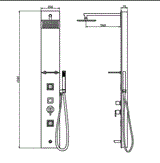 THERMO SHOWER PANEL W/BUTTON SPT - JAQUAR FAUCETS - ( S.STEEL BLACK - INFINITY - 0x0 mm - 0inchX0inch )